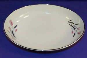 VINT FRANCISCAN CHINA CARMEL SERVING BOWL PINK FLOWER PLATINUM GLADDING MCBEAN - Picture 1 of 5