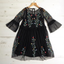 ZARA GIRLS Dress Embroidered Net Floral Ruffle Frill Trim Party Age 7 122cm