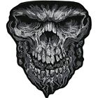Evil Skull Patch Hollow Skeleton Embroidered Iron On Sew On Large Biker Patch