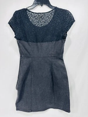Silence + Noise Dress Women's Sz M Grey Denim Short Sleeve Bodycon Mini Zipper - Image 1 of 4