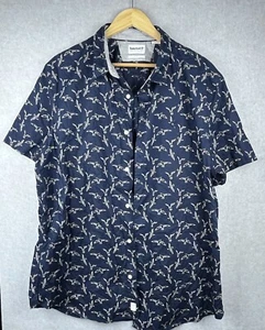 Timberland Shirt Short Sleeve XXL Button Up Collared Slim Fit Blue Seagull - Picture 1 of 10