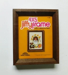 Vintage Jiffy Wood Picture Frame 4x5 NOS 1977 Sunset Embroidery - Picture 1 of 2
