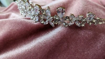Wedding Clear Stone Cubic Zirconia Tiara/Headband Hair Décor Bride  - Image 1 of 4