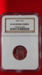 2001-S Proof 5c Jefferson Nickel- PF69 Ultra Cameo-NGC Brown Label  - Picture 1 of 2