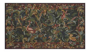 19x31" Animals Aristoloches Green Tapestry Woven in France by Charlotte Home - Picture 1 of 4