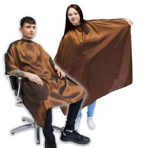 Hair Tools - Barber Hairdressing Hair Cutting Cape & Gown Two Tone Unisex Chestn - Picture 1 of 6