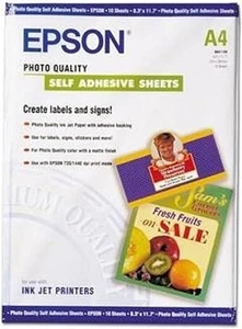 Epson S041106 Photo Quality Inkjet Paper, selbstklebend, DIN-A4, 167g/m², 10 Bla - Bild 1 von 3