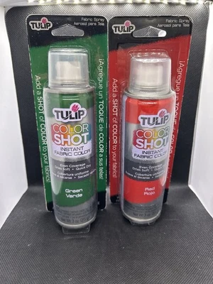 Pintura en aerosol de tela instantánea Tulip ColorShot 2 pinturas de secado rápido 3 oz rojo y verde Foto 1 de 2
