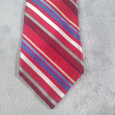 XMI Platinum Mens Silk Tie Red White Blue Regimental Stripes 60" X 3.125" - Image 1 of 4