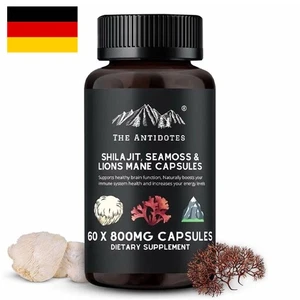 Shilajit Sea Moss and Lion's Mane Adaptogen 60 Caps-Energy Immunity Brain-Boost- - Bild 1 von 8