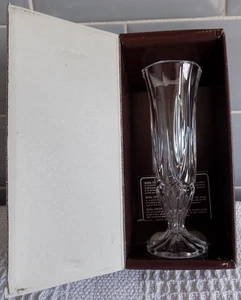 Vintage Boxed Crystal Cut Glass Vase Bud Vase Stem Vase Flowers Home - Picture 1 of 4