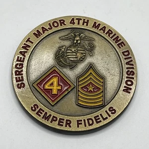 Moneda de desafío sargento mayor de la 4ª División de Marines del Cuerpo de Marines de los Estados Unidos - Imagen 1 de 4