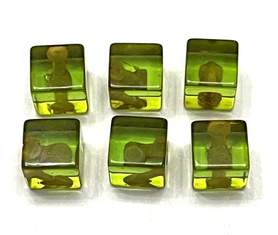 Vintage Set of 6 Green Square Dimi Bakelite Buttons - 3/8" (M4) - Image 1 of 4