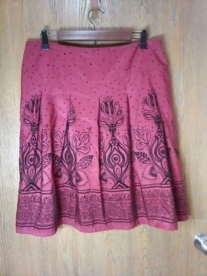 Apt 9 Wm's Borgoña y Negro Floral Terciopelo Bordado Cintura Caída Falda Talla 12 Foto 1 de 4