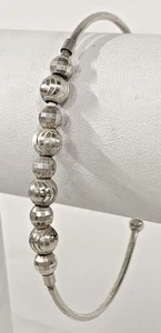 Vintage Sterling Silber 925 strukturiert Manschette Kugel Perlen Armband 6,62 g L18 - Bild 1 von 8
