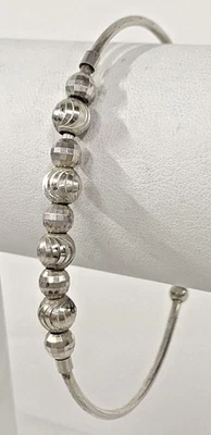 Vintage Sterling Silver 925 Textured Cuff Ball Bead Bracelet 6.62g L18 - Image 1 of 4