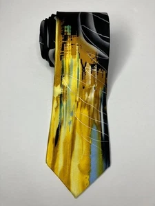 Jerry Garcia New York At Night Collection 62 Abstract Silk Tie Yellow Mens - Picture 1 of 5