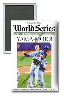 LA Times Dodgers Yoshi Yamamoto Yama-Mojo World Series 11/2/25 2" x 3" Magnet