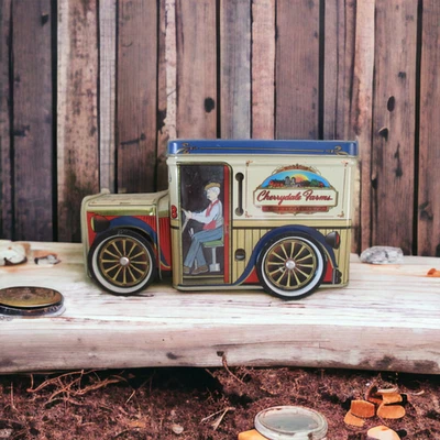 Banco de monedas de camión de reparto de hojalata Cherrydale Farms de colección Foto 1 de 4