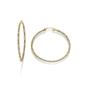 Ohrringe Goldcreolen 585-Gold dreifarbig Kügelchen 4,5 cm Durchmesser tricolor - Bild 1 von 1