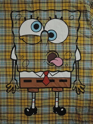 Camisa Nickelodeon Para Hombres 2XL XXL Amarilla Digna de Pastel Bob Esponja A Cuadros Abotonada Foto 1 de 4