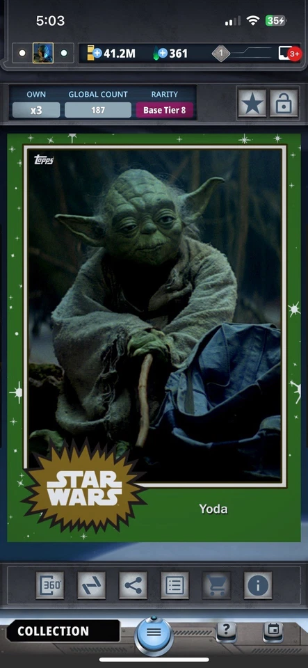 Topps Star Wars Digital Card Trader Tier 8 - Mystery ??? Yoda  Base 4 - Image 1 of 1