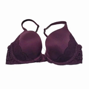 Victoria's Secret sehr sexy Plunge Push-Up BH Burgund Spitzenbesatz Bügel 32D - Bild 1 von 5