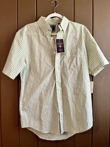 New With Tags ARROW Men’s M Green Plaid Short Sleeve Button Down Shirt $38 MSRP - Picture 1 of 6