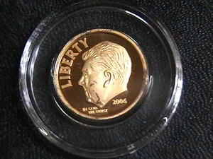 2006 Ronald Reagan Gold Infused .999 Silver Proof Dimes (4) in Caps. - Bild 1 von 3