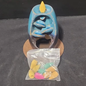 Ceramic Backflow Incense Burner W/ Mat & 10 Cones - Picture 1 of 6