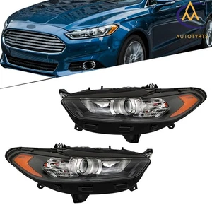 Halogen Black Headlights Headlamp Assy Left&Right Side For 2013-2016 Ford Fusion - Imagen 1 de 12