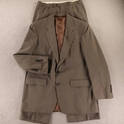 Traje Bill Blass de Colección M MT 40L Marrón 100% Lana Holpsack Worsted EE. UU. 34x29 Foto 1 de 4