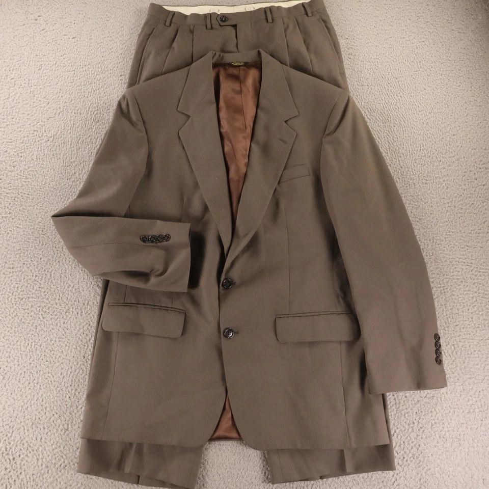 Terno Bill Blass vintage M MT 40L marrom 100% lã saco de madeira penteado EUA 34x29 - Imagem 1 de 4