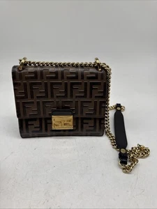 Fendi Kan U Shoulder Bag Zucca Embossed Leather Small.     cs - Picture 1 of 12