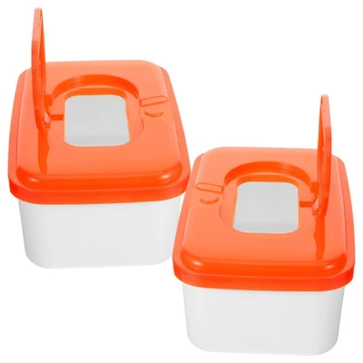 Caja de limpieza dispensador de toallitas de plástico contenedor de pañuelos húmedos de viaje de 2 piezas para bebé Foto 1 de 4