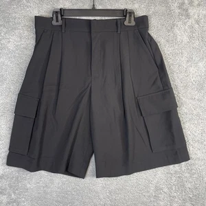 Gap Shorts Men Medium 32x12 Black Polyester Long Cargo Baggy Pleated GUC - Picture 1 of 18
