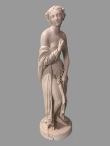 Antique Victorian Parian Porcelain Art Nouveau 14.75" Figural Maiden Statue AsIs - Picture 1 of 9