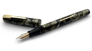 PLUMA ESTILOGRÁFICA WATERMAN 512 VINTAGE EN MÁRMOL GRIS ORO 14K MEDIANA NUEVA EN CAJA INGLATERRA - Imagen 1 de 12