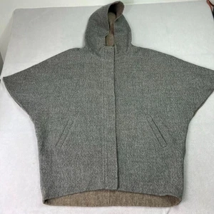 Eileen Fisher Coat Cape Womens Small Gray Taupe Alpaca Wool Oversized Lagenlook - Picture 1 of 10