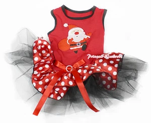 Top natalizio rosso nero Babbo Natale strass fiocco Minnie gonna vestito animali gatti cani - Foto 1 di 2