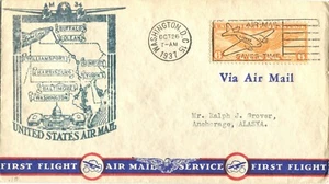 Pennsylvania-Central Airlines First Flight Washington DC - Buffalo New York 1937 - Picture 1 of 2