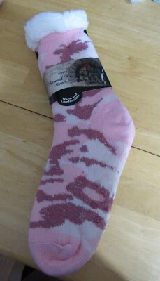 Nuevo Mia & Tess Calcetines Deportivos Tejido Térmico Rosa Estampado Animal Vellón  Foto 1 de 4