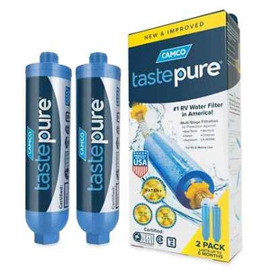 Camco TASTEPURE RV Water Filter 40045, 6 Step Water Filtration, 2 Packs, Blue - Picture 1 of 9
