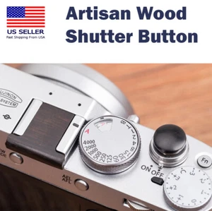 Artisan Wood Soft Shutter Button + Hot Shoe Cover Leica Fujifilm Canon Nikon+ - Picture 1 of 14