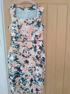 Pied A Terre Floral Dress 98% Cotton Size 12 Sleeveless - Picture 1 of 9