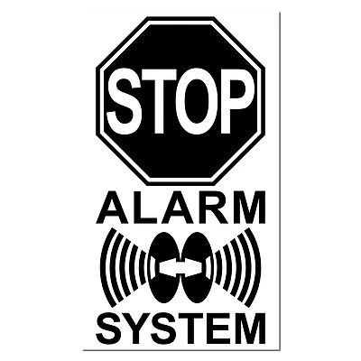 GREENIT STOP Alarm System 4cm schwarz Aufkleber Sticker für Außenseite Fenster Rollladen