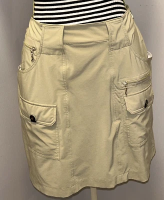 Falda de golf Jamie Sadock caqui con cremalleras talla 10 Foto 1 de 4