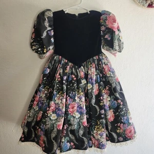 Daisy Kingdom Factory Dress Puffed Sleeves Velvet Full Skirt Size 4 - Picture 1 of 10