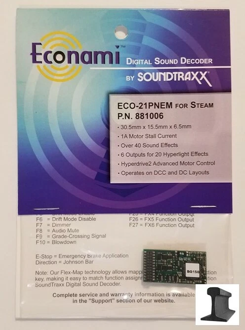SoundTraxx ~ Econami ~ ECO-21PNEM ~ 21 Pin Steam ~ DCC Sound Decoder ~ 881006 - Image 1 of 1