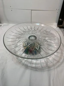 Vintage Anchor Hocking Canfield Clear Glass Footed Cake PLate Stand Holidays, - Picture 1 of 9
